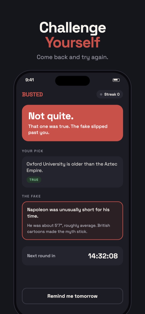 Busted screenshot: Challenge yourself