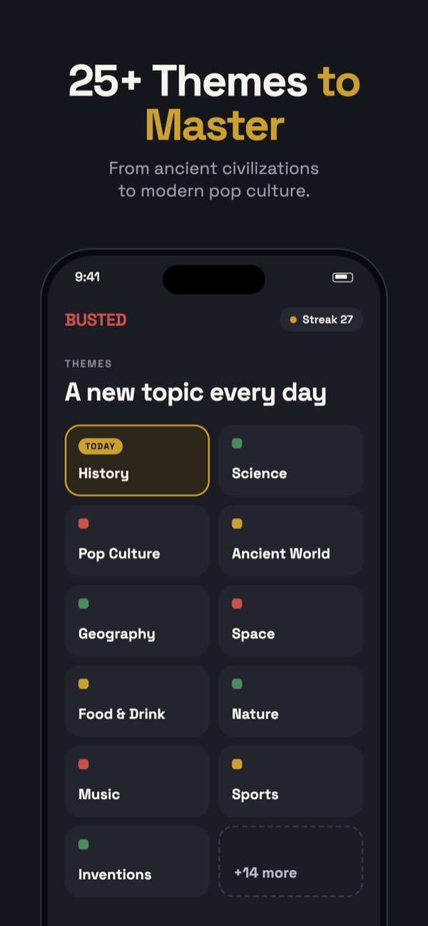 Busted screenshot: 25+ themes to master